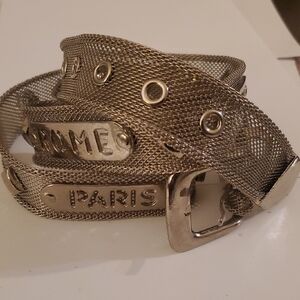 New Silver Mesh Metal Belt with Paris,Rome &New Yourk Detail In 28", 31",34"&37"